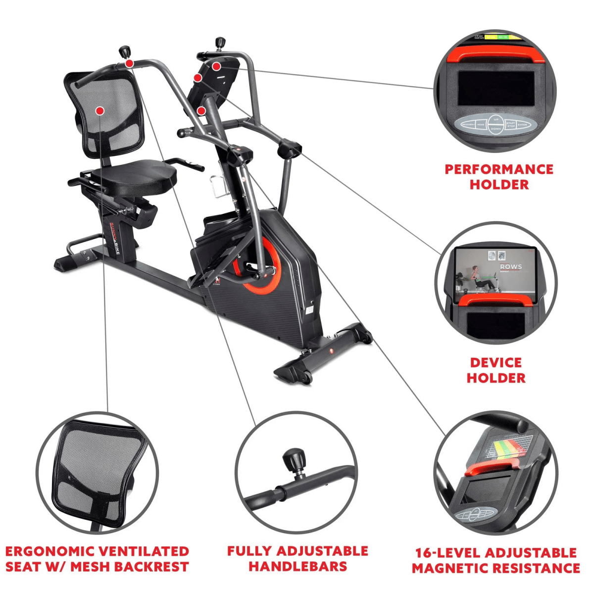 Sunny Health & Fitness Smart Recumbent Cross Trainer Elliptical Exercise Bike – SF - RB4886 SMART - Ezonesglobal - Buy at Wine Coolers Online