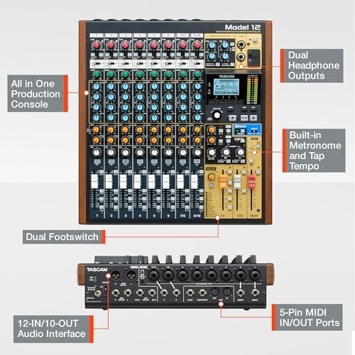 Tascam Model 12 All - in - One 12 - track Digital Multitrack Mixing and Recording Studio, Mixer, USB Audio Interface and DAW Controller - Ezonesglobal - Buy at Wine Coolers Online
