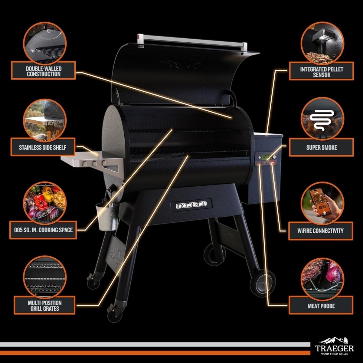 Traeger Ironwood 885 Pellet Grill - Ezonesglobal - Buy at Wine Coolers Online