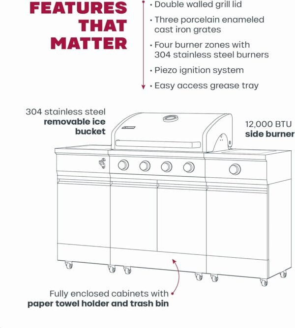 TYTUS Fresno Series 5 Burner Grill TDT - 021 - Ezonesglobal - Buy at Wine Coolers Online