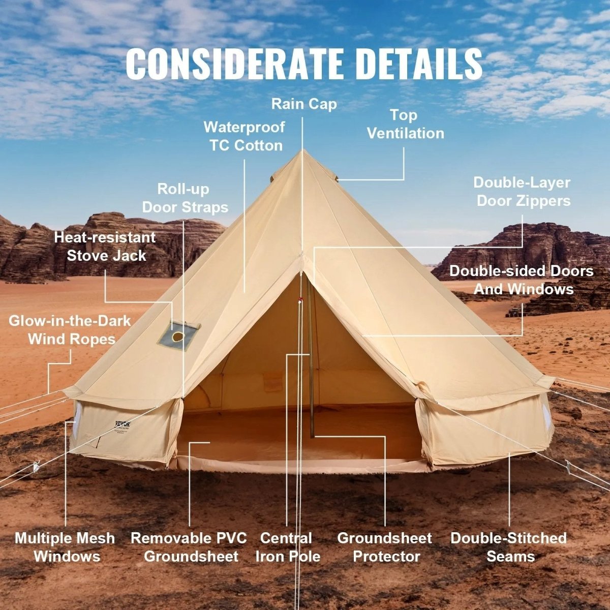 VEVOR Canvas Bell Tent - Ezonesglobal - Buy at Wine Coolers Online