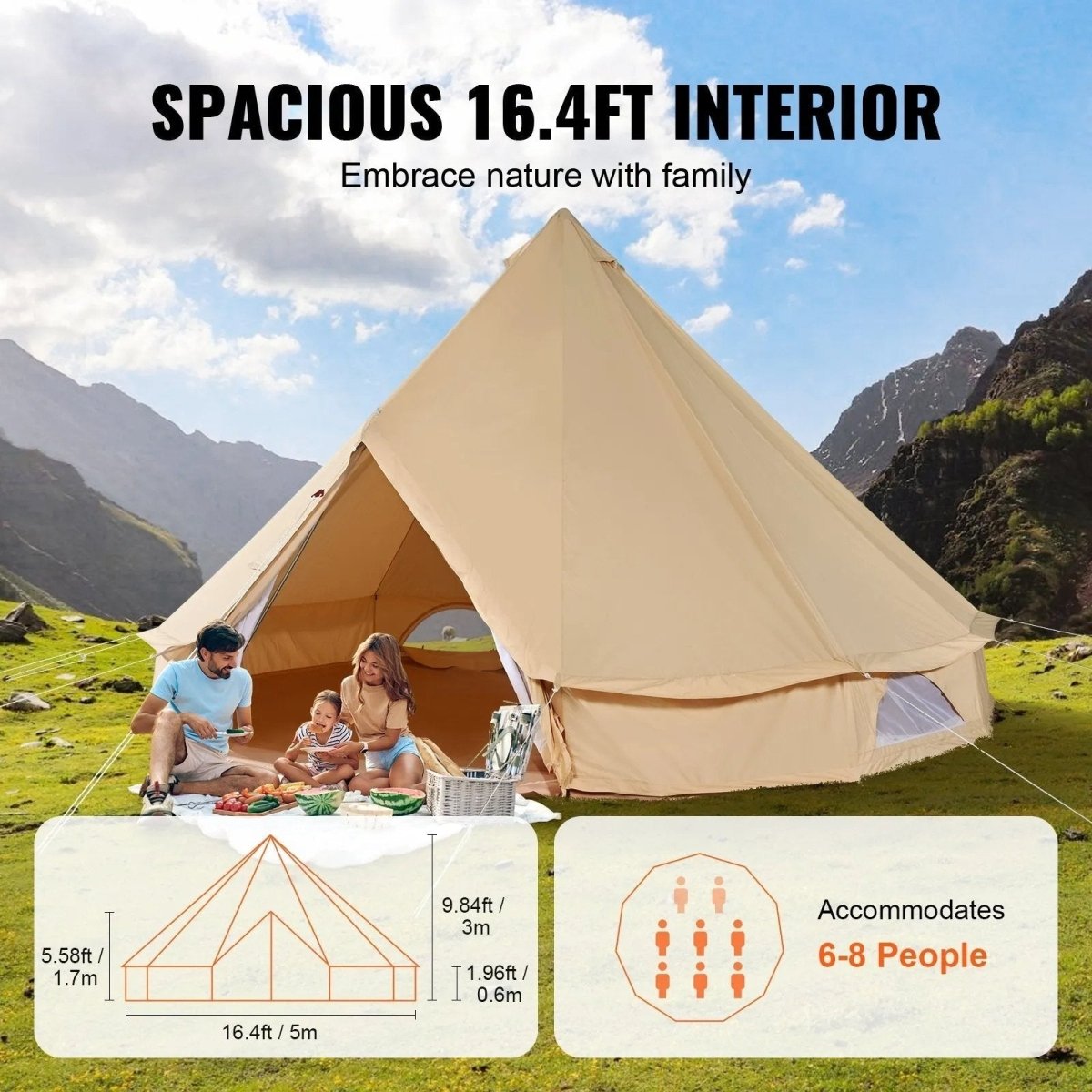 VEVOR Canvas Bell Tent - Ezonesglobal - Buy at Wine Coolers Online