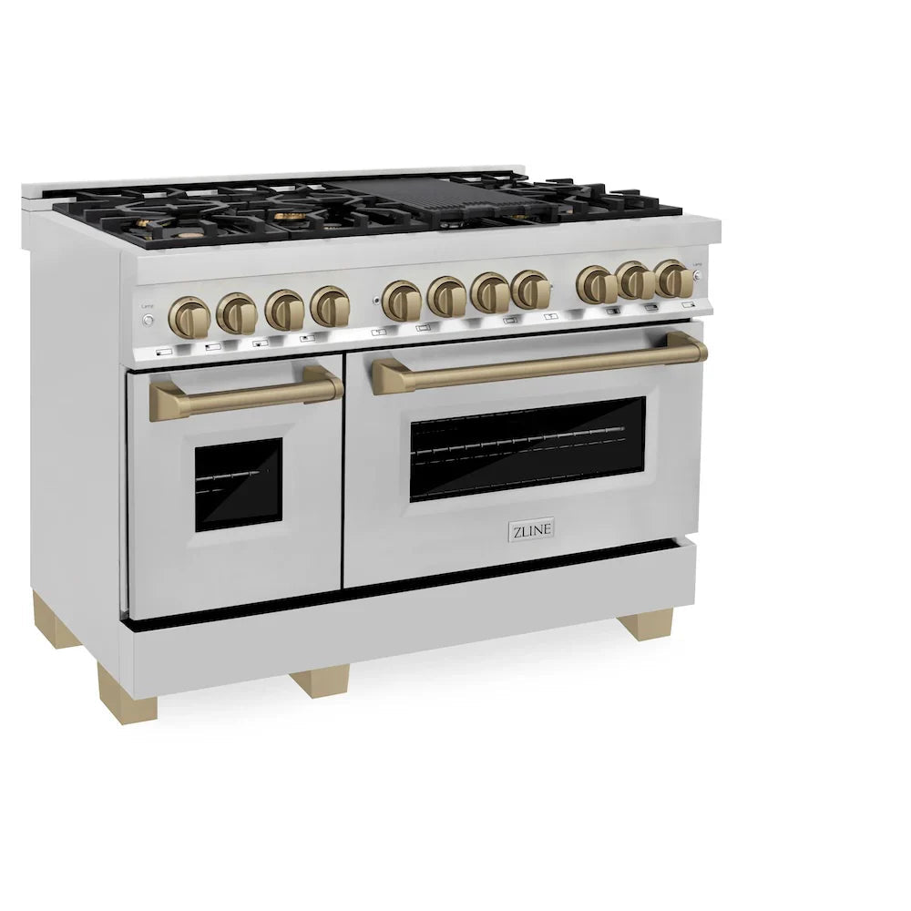 ZLINE Autograph Edition 48″ 6.0 cu. ft. Dual Fuel Range with Gas Stove and Electric Oven Stainless Steel Accents - Ezonesglobal - Buy at Wine Coolers Online