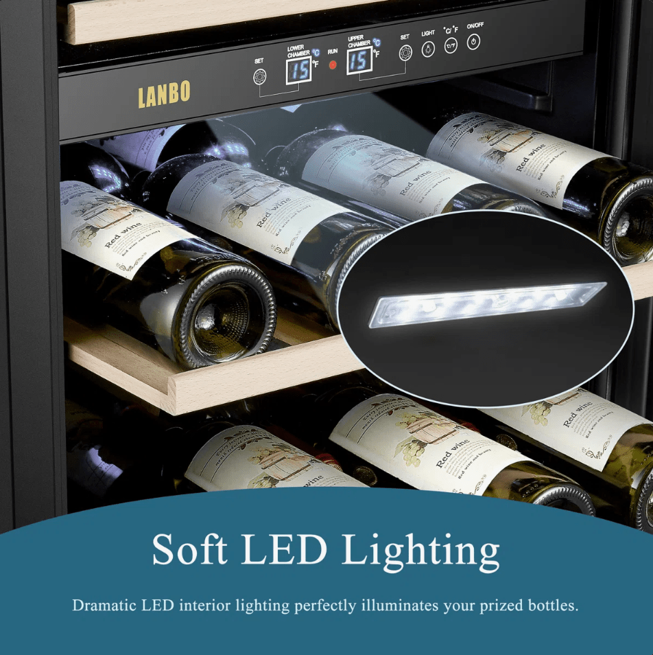 Lanbo 20 Inch 64 Bottle Dual Zone Freestanding Wine Cooler - LW80D - Lanbo - Buy at Wine Coolers Online