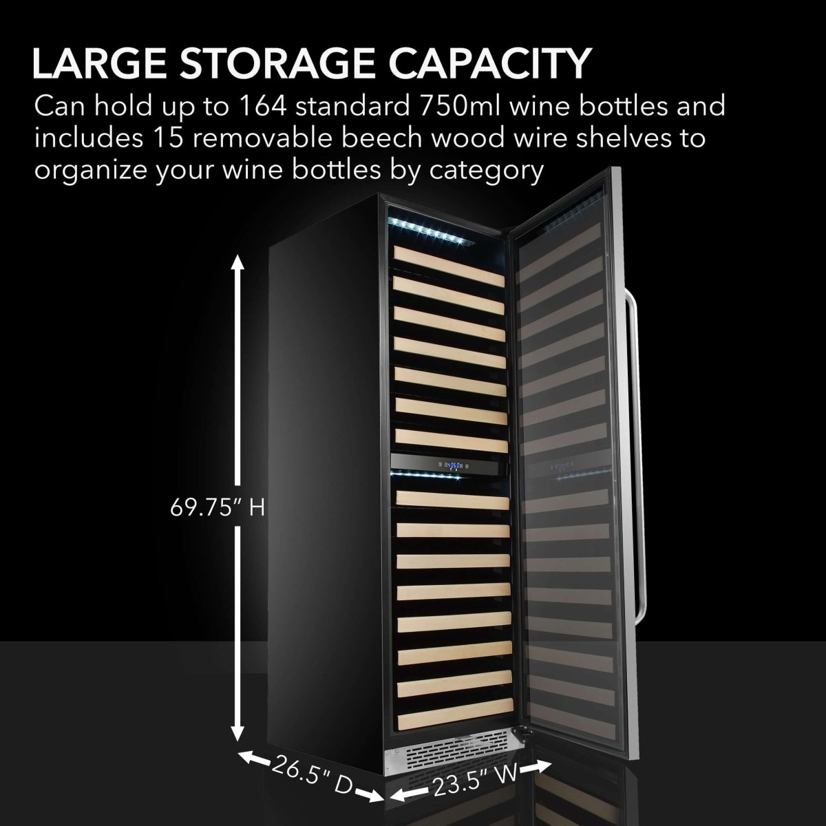 Whynter 24″ 166 Bottle Large Capacity Built - in Stainless Steel Wine Cooler/Refrigerator BWR - 1642DZ - Whynter - Buy at Wine Coolers Online