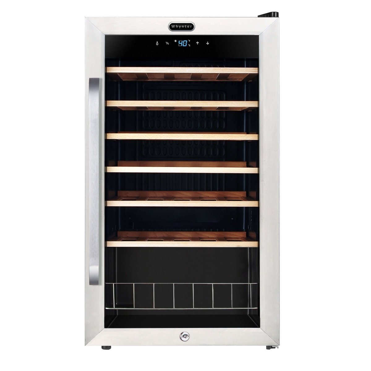 Whynter FWC - 341TS 34 Bottle Freestanding Stainless Steel Wine Refrigerator with Display Shelf - Whynter - Buy at Wine Coolers Online