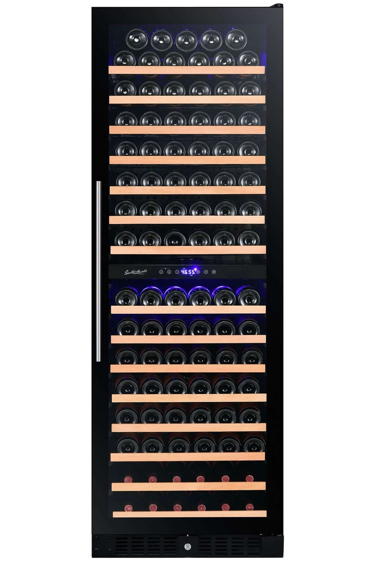 Smith & Hanks 166 Bottle Dual Zone Black Glass Wine Refrigerator