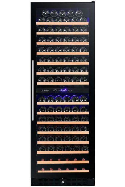Smith & Hanks 166 Bottle Dual Zone Black Glass Wine Refrigerator