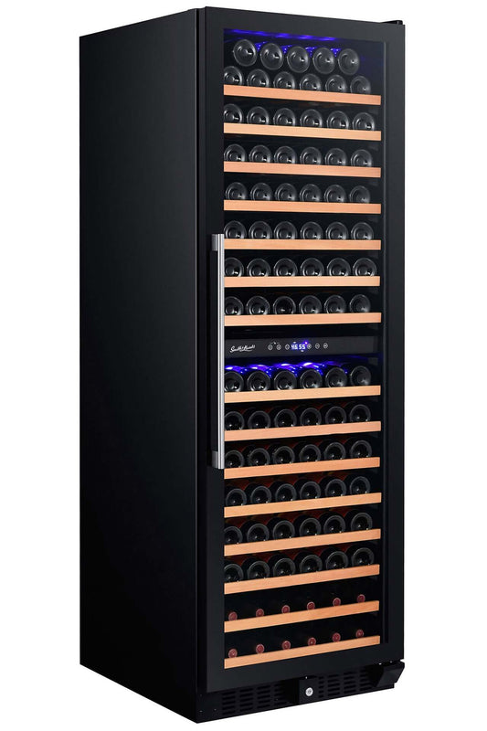 Smith & Hanks 166 Bottle Dual Zone Black Glass Wine Refrigerator