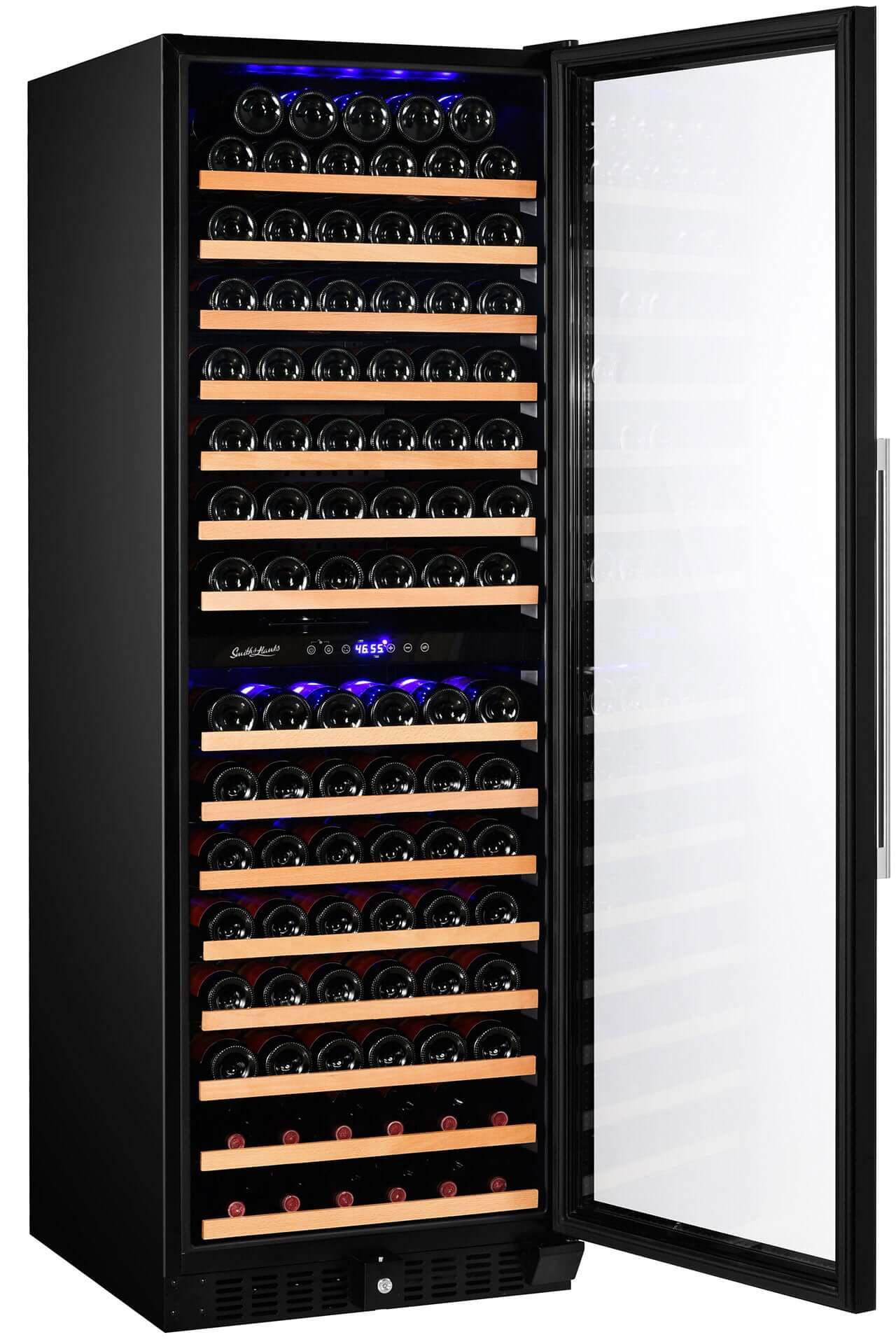 Smith & Hanks 166 Bottle Dual Zone Black Glass Wine Refrigerator