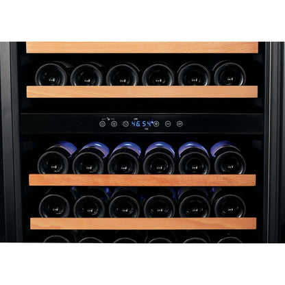 Smith & Hanks 166 Bottle Dual Zone Stainless Steel Wine Refrigerator image of interior lighting