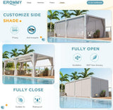 Erommy Outdoor Louvered Pergola Gazebo with Adjustable Aluminum Rainproof Roof