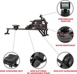 Sunny Health and Fitness Obsidian Surge Water Rowing Machine