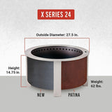 X Series 28 Inch Round Corten Steel Wood-Burning Fire Pit in Stainless Steel by Breeo