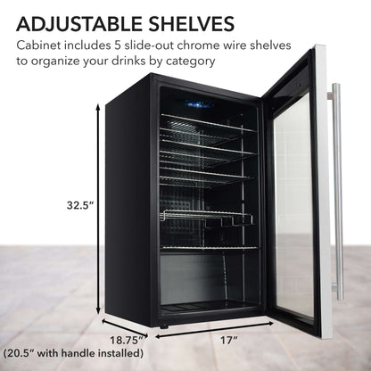 Whynter 17″ 120 Can Freestanding Beverage Refrigerator Cooler Stainless Steel image of product sheet