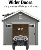 Handy Home Products Windemere 10×12 Do-it-Yourself Wooden Storage Shed with Floor, Beige