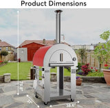 Empava Pizza Oven with Open Shelf and Wheels for Outdoor Kitchen, Wood Fire for Grill & Camping Backyard Party in Stainless Steel, 38.6 Inch, Italian Red