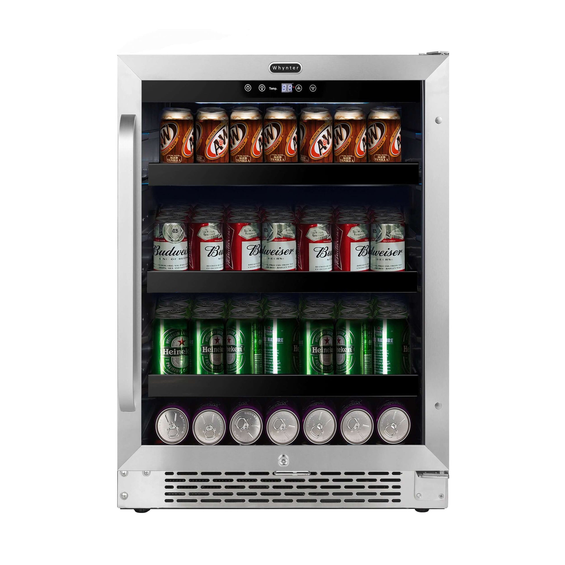 24″ Built-In 182 Can Under-Counter Stainless Steel Beverage Refrigerator | BBR-148SB