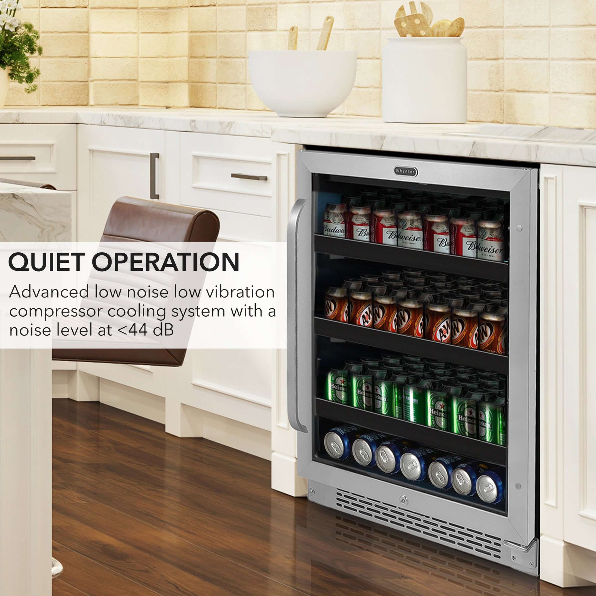 24″ Built-In 182 Can Under-Counter Stainless Steel Beverage Refrigerator | BBR-148SB