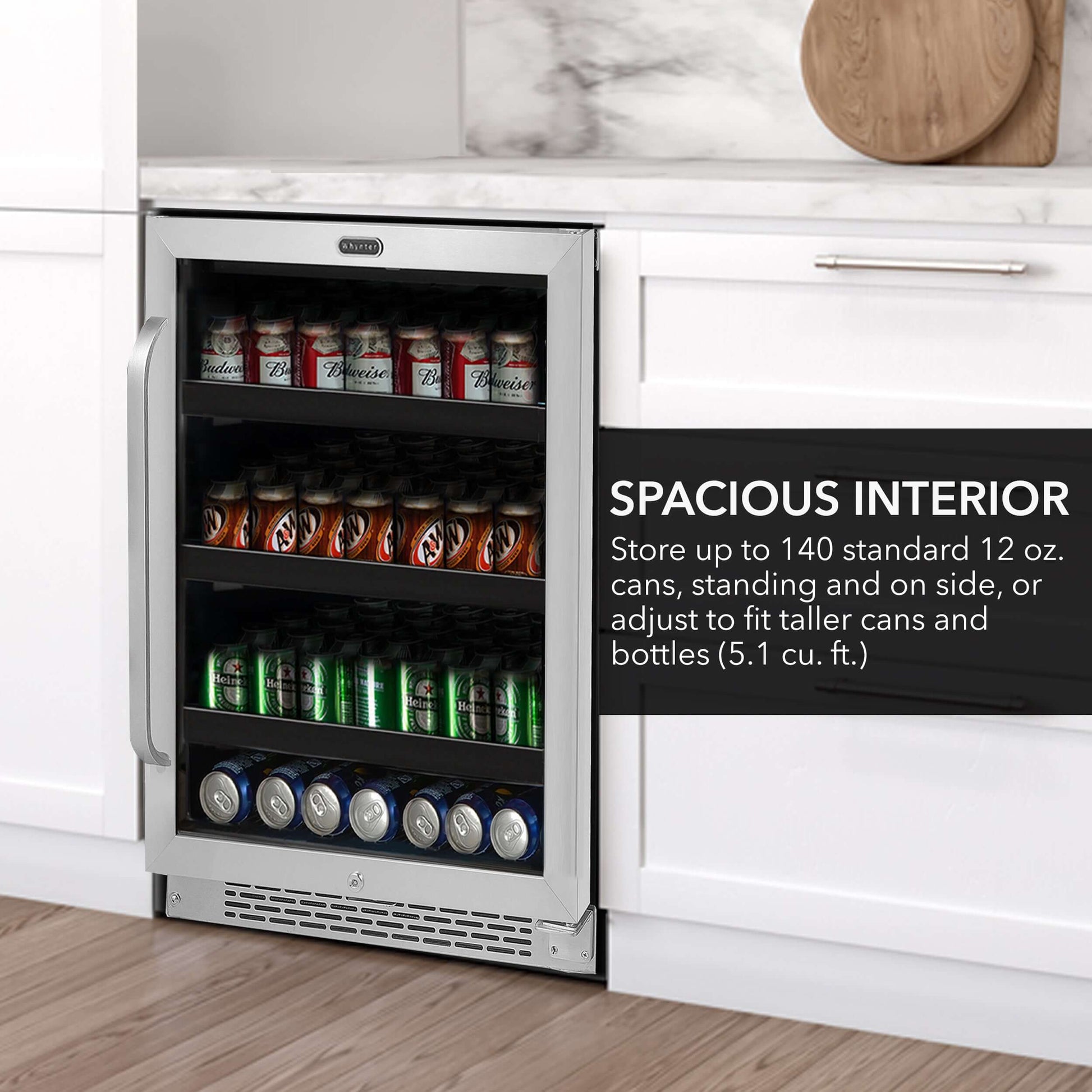 24″ Built-In 182 Can Under-Counter Stainless Steel Beverage Refrigerator | BBR-148SB