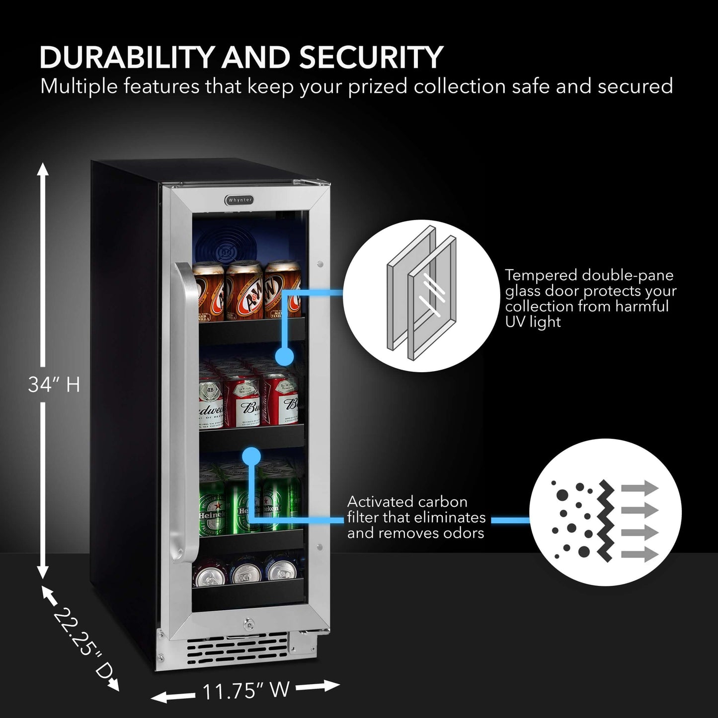 12″ Built-In 75 Can Under-Counter Stainless Steel Beverage Refrigerator/Cooler | BBR638-SB