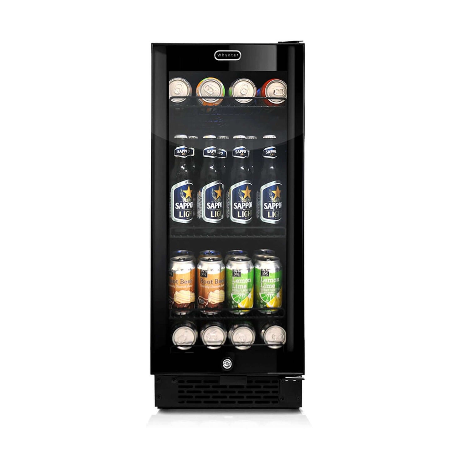 15″ Built-in Black Glass 100-can capacity 3.0 cu ft. Beverage Refrigerator/Cooler | BBR-801BG