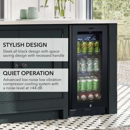 15″ Built-in Black Glass 100-can capacity 3.0 cu ft. Beverage Refrigerator/Cooler | BBR-801BG