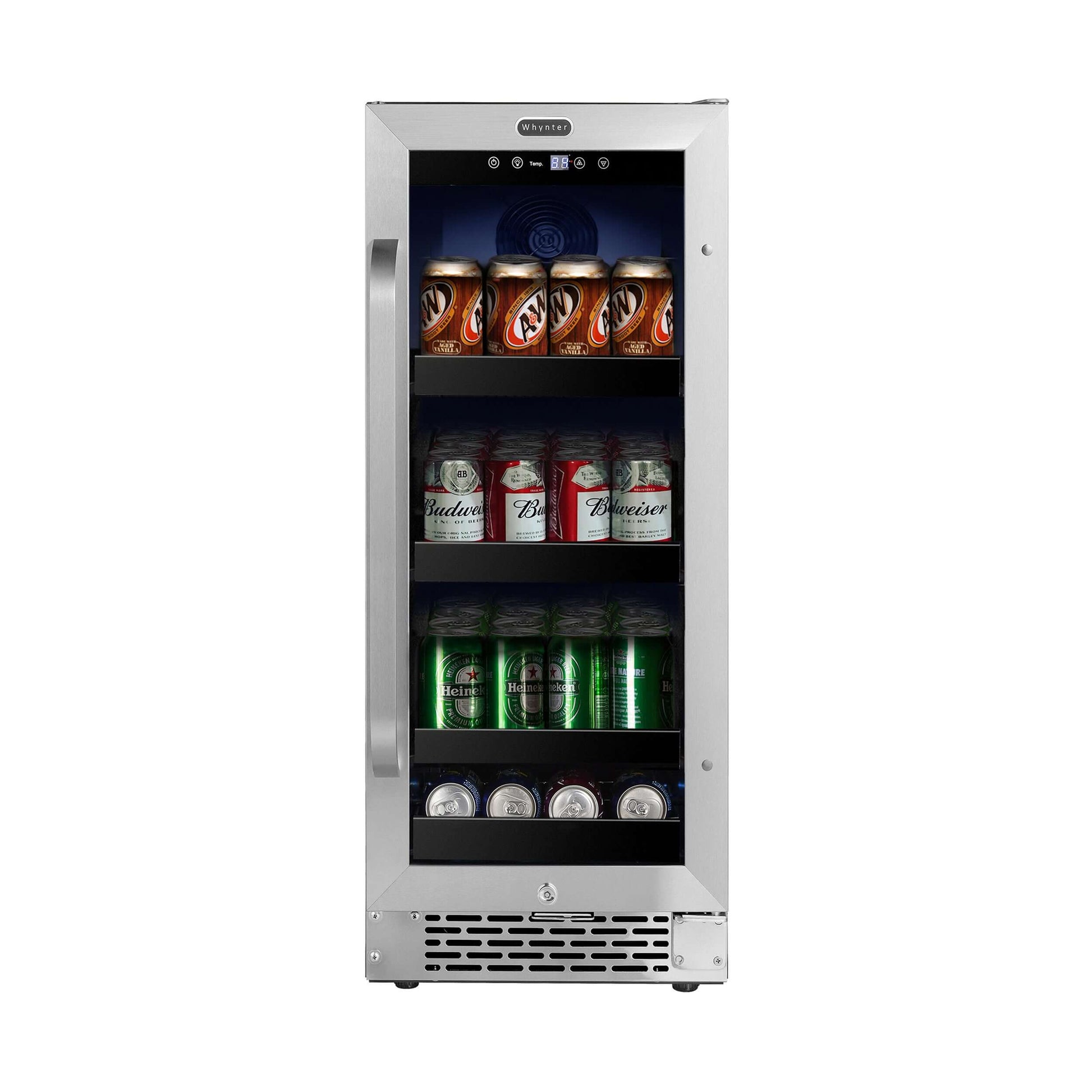 15″ Built-In 112 Can Under-counter Stainless Steel Beverage Refrigerator/Cooler | BBR838-SB