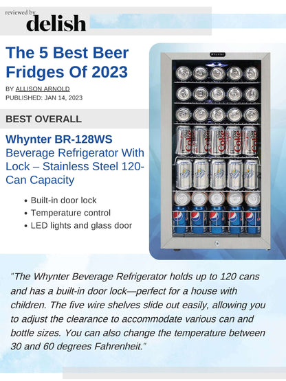 Whynter 17" 120 Can Capacity Beverage Refrigerator with Stainless Steel Door image of product sheet