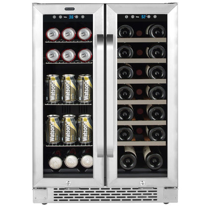 24″ Built-In French Door Dual Zone Wine & Beverage Combo Refrigerator/Cooler | BWB-2060FDS