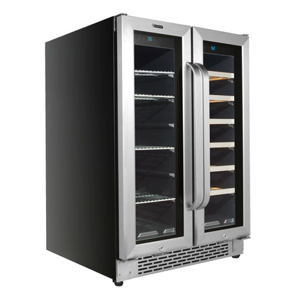 24″ Built-In French Door Dual Zone Wine & Beverage Combo Refrigerator/Cooler | BWB-2060FDS