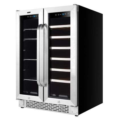 24″ Built-In French Door Dual Zone Wine & Beverage Combo Refrigerator/Cooler | BWB-2060FDS