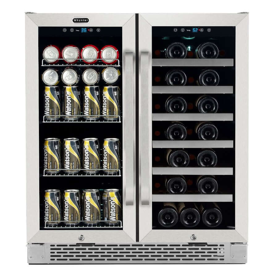 30″ Built-In French Door Dual Zone Wine & Beverage Refrigerator/Cooler | BWB-3388FDS