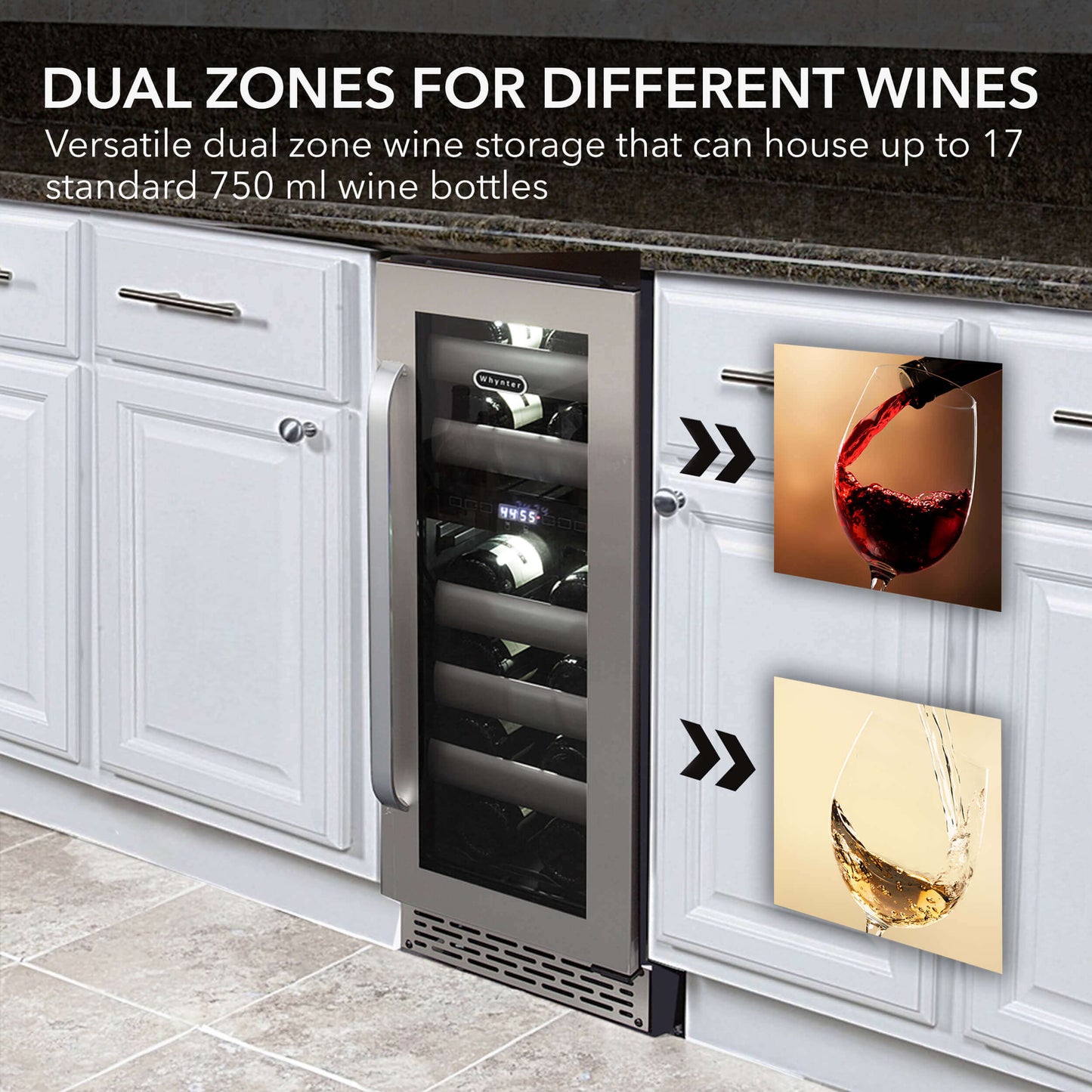 Whynter Elite 17 Bottle Dual Zone Wine Refrigerator BWR-171DS Built into cabinet