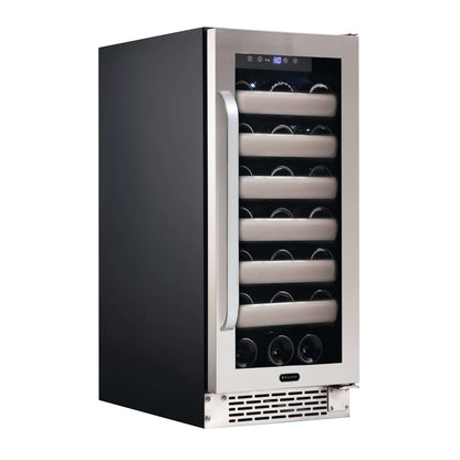 15″ 33 Bottle Seamless Stainless Steel Door Single Zone Built-in Wine Refrigerator/Cooler BWR-331SL