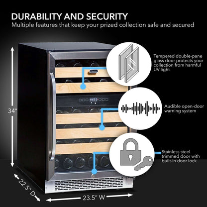 24″ 46 bottle Dual Temperature Zone Built-In Wine Refrigerator/Cooler BWR-462DZ