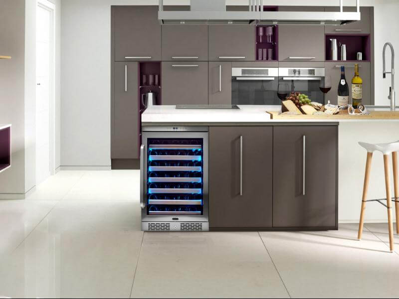 24" 54 Bottle Stainless Steel Built-in Whynter Elite Spectrum LightShow Refrigerator/Cooler BWR-545XS Built into cabinet