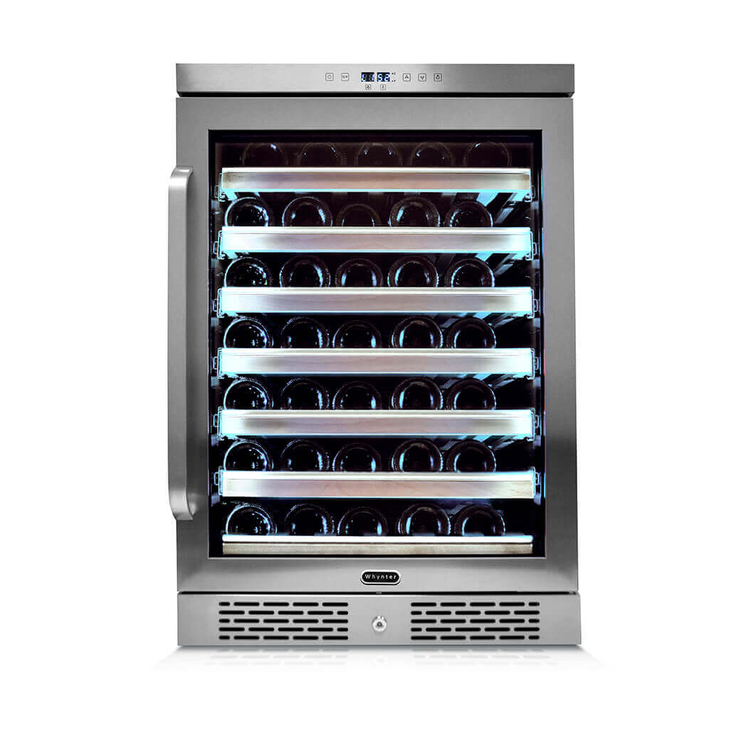 24" 54 Bottle Stainless Steel Built-in Whynter Elite Spectrum LightShow Refrigerator/Cooler BWR-545XS