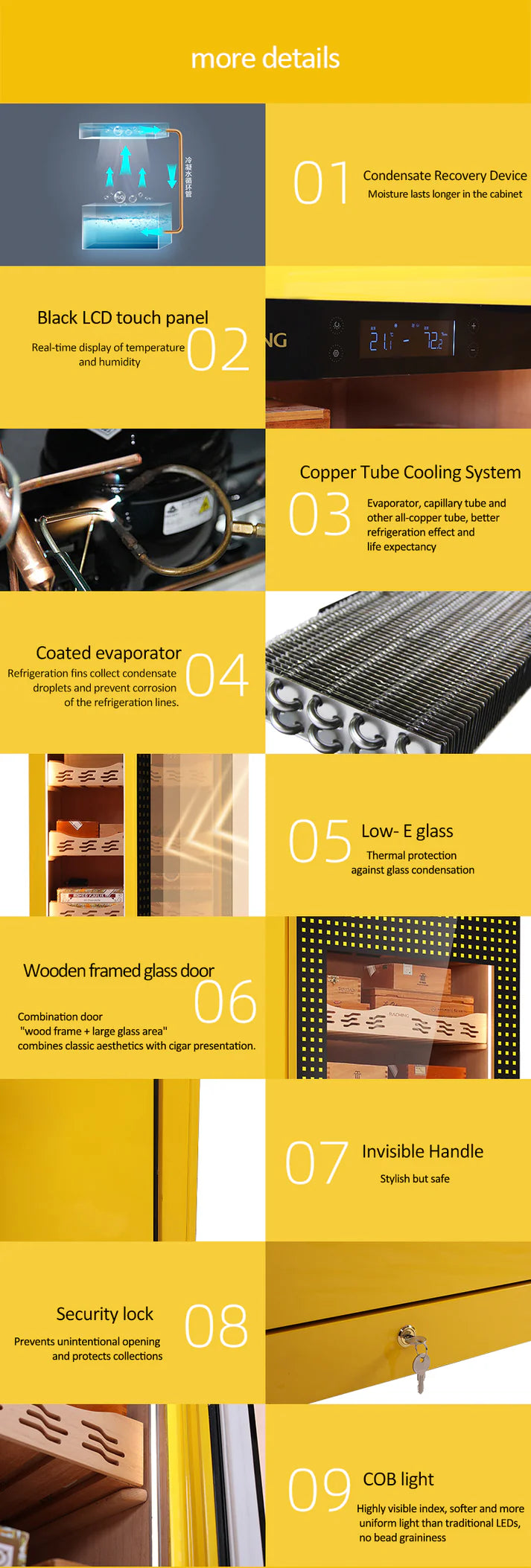 Raching COH300A Premium Oak Cigar Humidor Cabinet | 1100+ Cigars