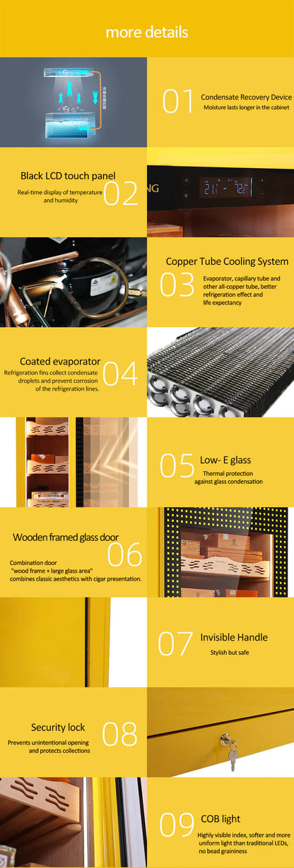 Raching COH300A Premium Oak Cigar Humidor Cabinet | 1100+ Cigars