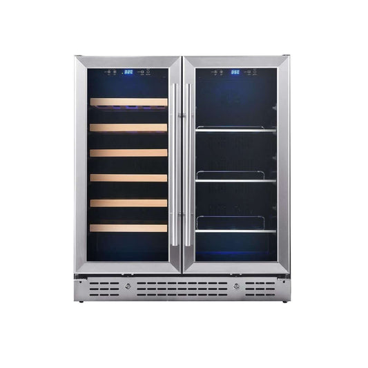 30" Combination Beer and Wine Cooler with Low-E Glass Door KBU165BW-SS