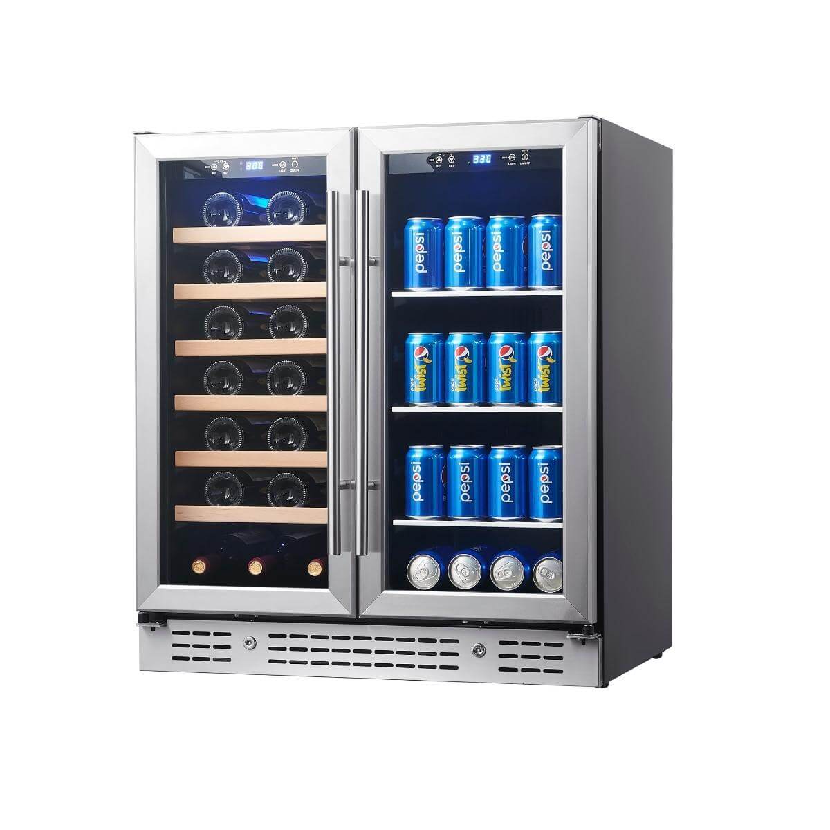 30" Combination Beer and Wine Cooler with Low-E Glass Door KBU165BW-SS