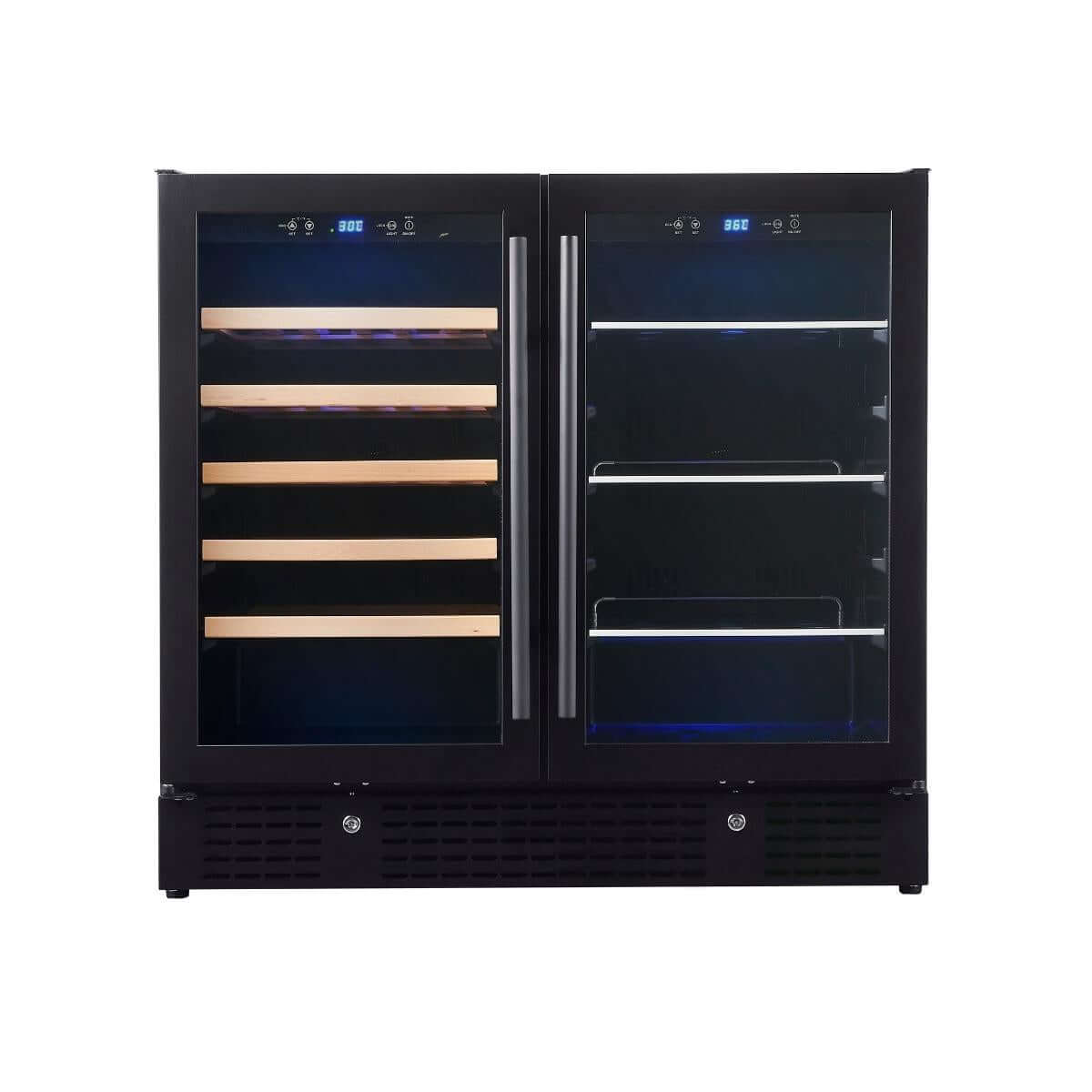 Kings Bottle 36" Beer and Wine Cooler Combination with Low-E Glass Door KBU190BW-BLK