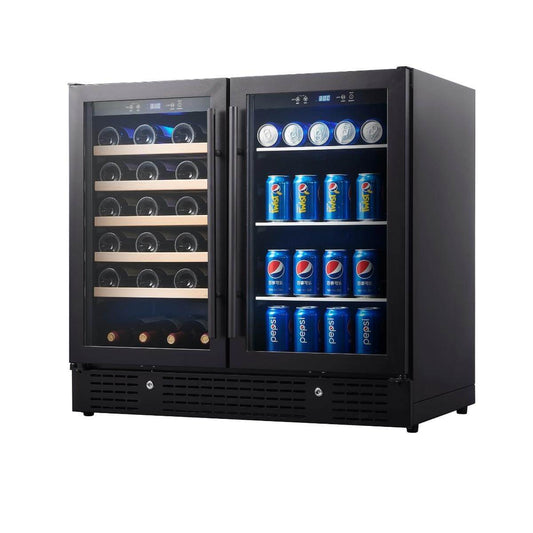 Kings Bottle 36" Beer and Wine Cooler Combination with Low-E Glass Door KBU190BW-BLK