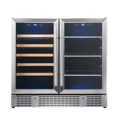 Kings Bottle 36" Beer and Wine Cooler Combination with Low-E Glass Door KBU190BW-BLK