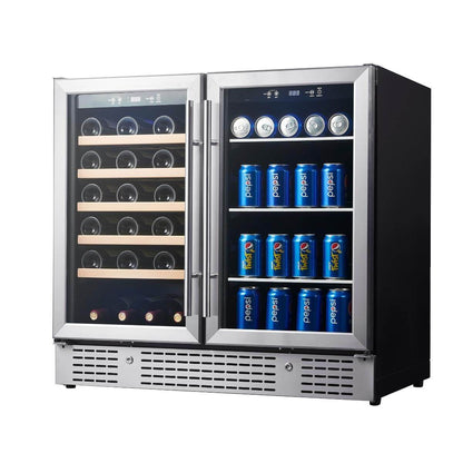 36" Beer and Wine Cooler Combination with Low-E Glass Door KBU190BW-SS