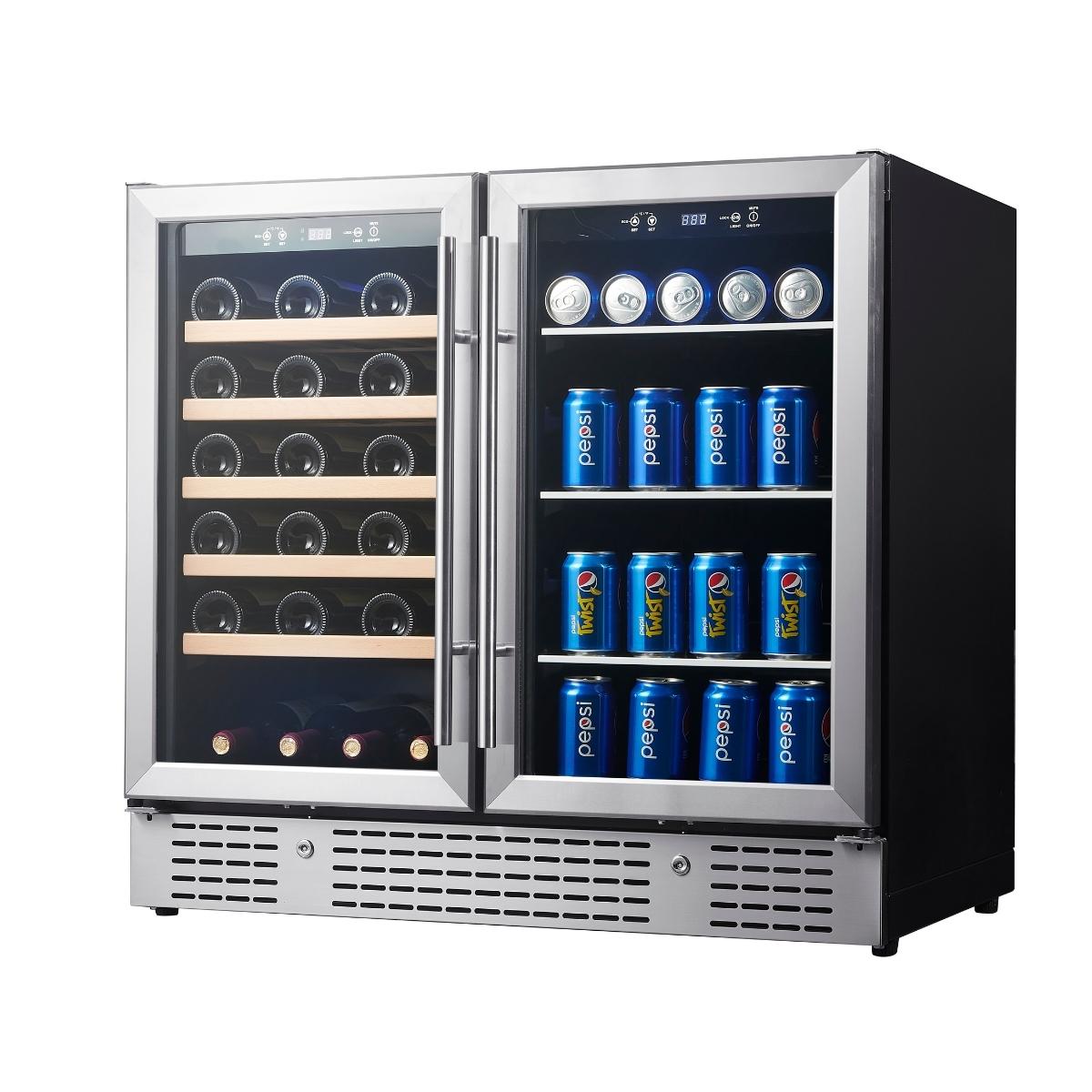 Kings Bottle 36" Beer and Wine Cooler Combination with Low-E Glass Door KBU190BW-BLK