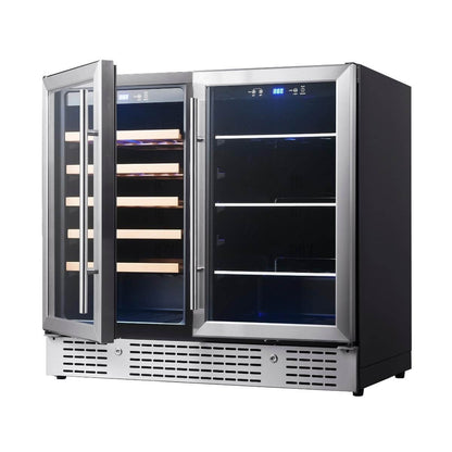 36" Beer and Wine Cooler Combination with Low-E Glass Door KBU190BW-SS