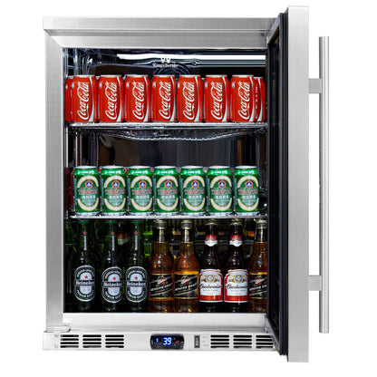 24 Inch Under Counter Beverage Cooler with Heating Glass Door  KBU55M