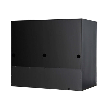 Back view of a sleek black under-counter wine and beer fridge, designed for elegant beverage storage.